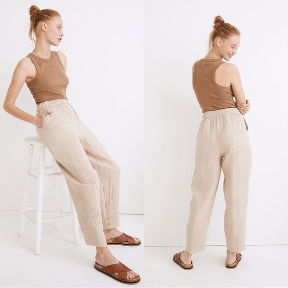 Madewell Petite Lightspun Pull-On Balloon Pants In Dried Flax XSP - Picture 2 of 11